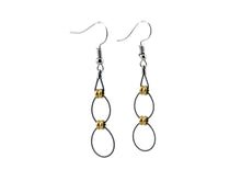 Load image into Gallery viewer, Buddy Guy Brass Double Hoop Drop Guitar String Earrings
