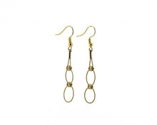 Load image into Gallery viewer, Brandon Miller Gold Double Hoop Drop Guitar String Earrings